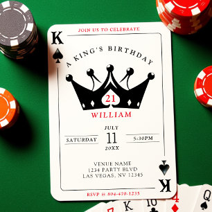 21:a födelsedagen Kung av Spades Casino Poker Card Inbjudningar