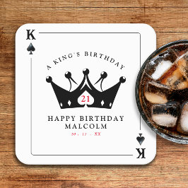 21:a födelsedagen Kung av Spades Casino Poker Card Underlägg Papper Kvadrat