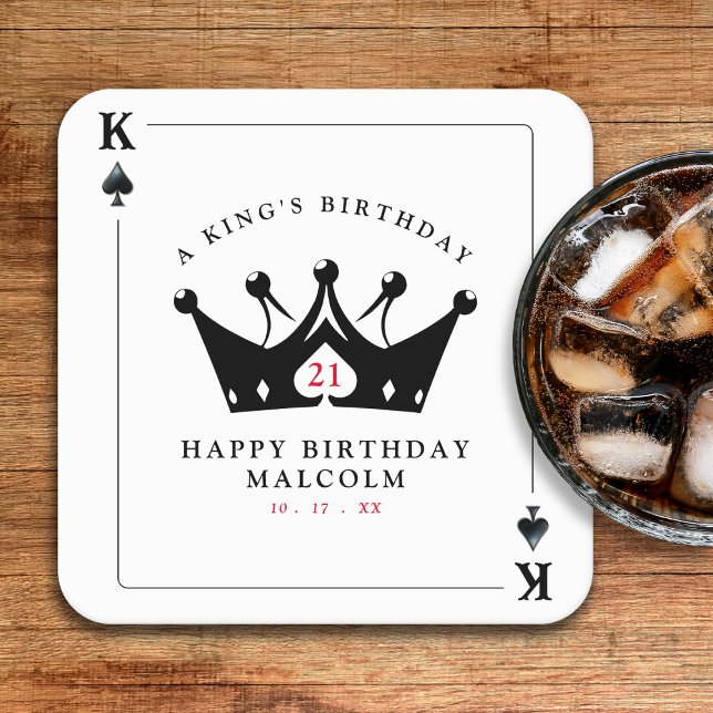 21:a födelsedagen Kung av Spades Casino Poker Card Underlägg Papper Kvadrat (21st Birthday King of Spades Casino Poker Card Square Paper Coaster
)