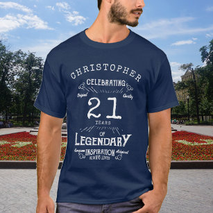 21:a födelsedagen Lägg till Namn Legendary Blue Le T Shirt
