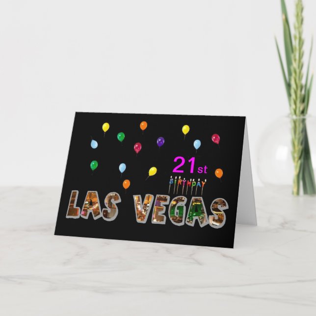 21:a födelsedagen Las Vegas-kort Kort (Framsida)