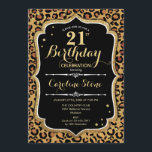 21:a födelsedagen - Leopard Print Inbjudningar<br><div class="desc">21:a födelsedagsinbjudan. Elegant svartvit design med faux glitter guld. Innehåller leopard cheetah-djurtryck och skriptteckensnitt. Perfekt för ett elegant födelsedagsfest. Kan vara personlig in i vilket år som helst! Berätta om du behöver anpassa dig ytterligare.</div>