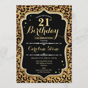 21:a födelsedagen - Leopard Print Inbjudningar