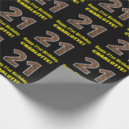21:a födelsedagen: Namn & Faux Wood Grain Mönster  Presentpapper