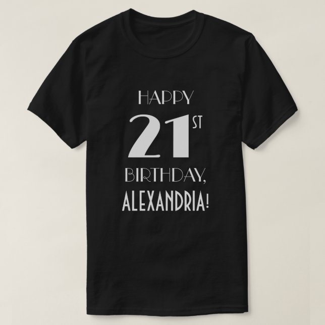 21:a födelsedagen Party - Art Deco Inspired look S T Shirt (Design framsida)