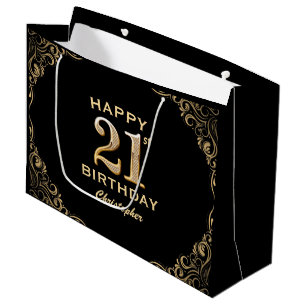 21:a födelsedagen Party Black och Guld Glitter Ram