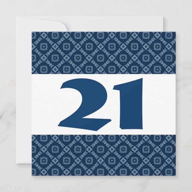 21:a födelsedagen Party Blue Diamonds and Squares  Inbjudningar (Framsida)