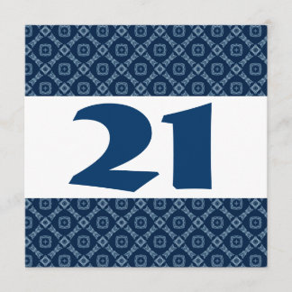 21:a födelsedagen Party Blue Diamonds and Squares  Inbjudningar