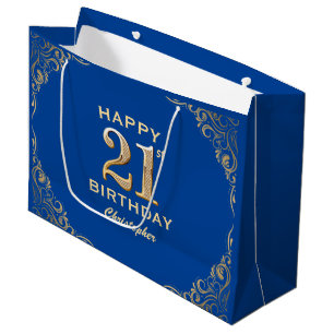 21:a födelsedagen Party Blue och Guld Glitter Ram