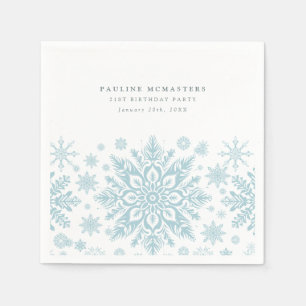 21:a födelsedagen Party Blue White Snowflake Winte Pappersservett