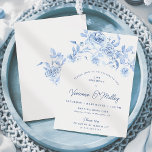 21:a födelsedagen Party Dusty Blue-Blommigten Inbjudningar<br><div class="desc">Elegant Blue ro blommigt 21:a födelsedagsinbjudan.</div>