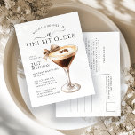 21:a födelsedagen Party Espresso Martini Bow Beans Inbjudan Vykort<br><div class="desc">Elegant och chic för en sporrad födelsedagskalender har en espresso martini. En söt- och femininin-butik ger en festlig tryckning.</div>