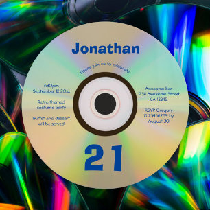 21:a födelsedagen Party Faux CD Retro 90s musik Inbjudningar