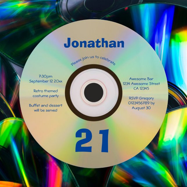 21:a födelsedagen Party Faux CD Retro 90s musik Inbjudningar (Skapare uppladdad)