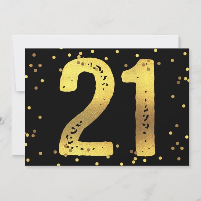 21:a födelsedagen Party Faux fet foil confetti Bla Inbjudningar (Framsida)