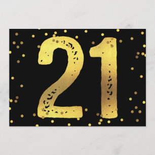 21:a födelsedagen Party Faux fet foil confetti Bla Inbjudningar