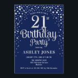 21:a födelsedagen Party - flottan och Silver Inbjudningar<br><div class="desc">21:a födelsedagsbjudan. Utformning av eleganten i mörkens marinblått och faux glitter silver. Innehåller typsnitt och konfiguration för snyggt av skript. Berätta om du behöver anpassningsbarnas ålder.</div>