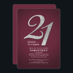 21:a födelsedagen Party Glitter Burgundy Modern Inbjudningar<br><div class="desc">Skapa din egen moderna burgundi-överraskning på 21:a födelsedag med dina party-detaljer om burgundisk bakgrund och populärt typsnitt som du enkelt kan ändra genom att klicka på knappen "Anpassa"</div>