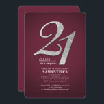21:a födelsedagen Party Glitter Burgundy Modern Inbjudningar<br><div class="desc">Skapa din egen moderna burgundi-överraskning på 21:a födelsedag med dina party-detaljer om burgundisk bakgrund och populärt typsnitt som du enkelt kan ändra genom att klicka på knappen "Anpassa"</div>