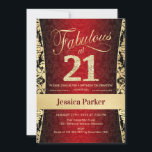 21:a födelsedagen Party - Guld Red Black Inbjudningar<br><div class="desc">21:a födelsedagspartiets inbjudan i rött svart och guld. Elegant inbjudan-kort med faux glitter guld och diamanter. Innehåller dämpat mönster och skriptteckensnitt. Fabulous på 21! Klassisk perfekt för snyggt party. Berätta om du behöver en anpassningsbar ålder.</div>