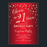21:a födelsedagen Party - Guld Red Inbjudningar<br><div class="desc">21:a födelsedagspartiets Elegant med faux glitter guld och red. Skål till 21 år!</div>