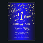 21:a födelsedagen Party - Guld Royal Blue Inbjudningar<br><div class="desc">21:a födelsedagspartiets Elegant med faux glitter guld och red. Skål till 21 år!</div>