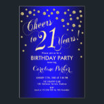 21:a födelsedagen Party - Guld Royal Blue Inbjudningar<br><div class="desc">21:a födelsedagspartiets Elegant med faux glitter guld och red. Skål till 21 år!</div>