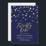 21:a födelsedagen Party Inbjudningar<br><div class="desc">Fira din speciella dag med denna minimala inbjudan på 21:a födelsedag. Den här designen har en snyggt som skriver skriptet "21" med sexkantsformade konfetti med en marin blå kamera i guld och färg. Det finns fler utformningar på min butik BaraBomDesign.</div>