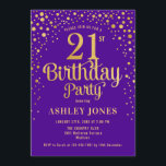 21:a födelsedagen Party - Lila och Guld Inbjudningar<br><div class="desc">21:a födelsedagsbjudan. Utformning av eleganten i royalets lila och Faux glitter guld. Innehåller typsnitt och konfiguration för snyggt av skript. Berätta om du behöver anpassningsbarnas ålder.</div>