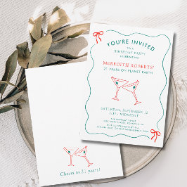 21:a födelsedagen Party Martini Glass Cheers Inbjudningar