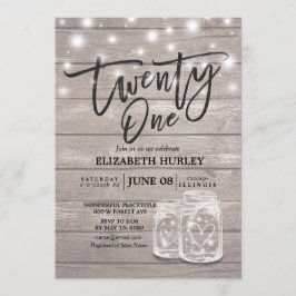 21:a födelsedagen Party Mason Burk String Ljus Woo Inbjudningar