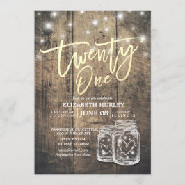21:a födelsedagen Party Mason Burk String Ljus Woo Inbjudningar