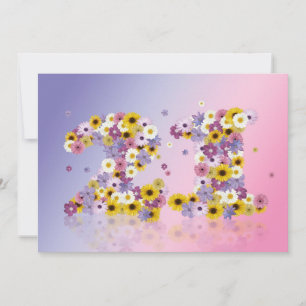 21:a födelsedagen party, med blomstrat brev inbjudningar