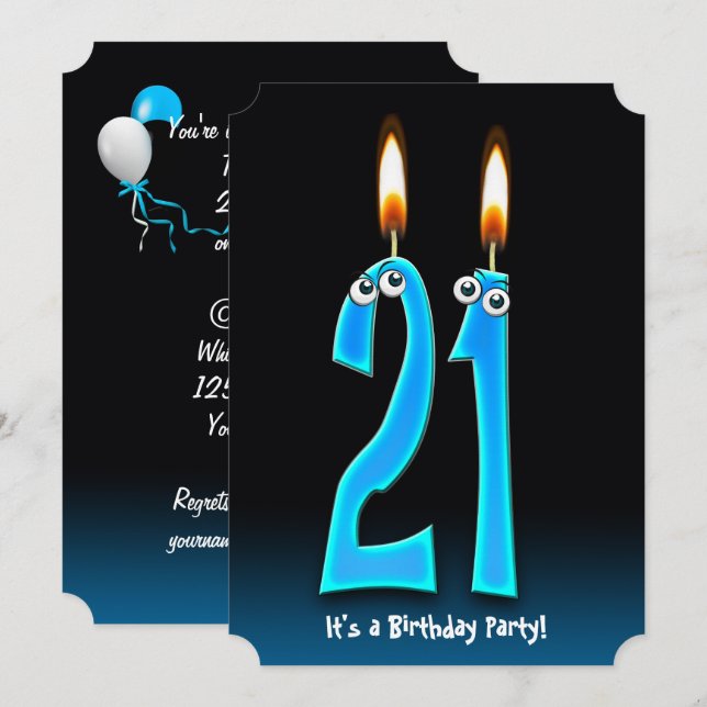 21:a födelsedagen Party med ögonbollar Inbjudningar (Fram/baksida)