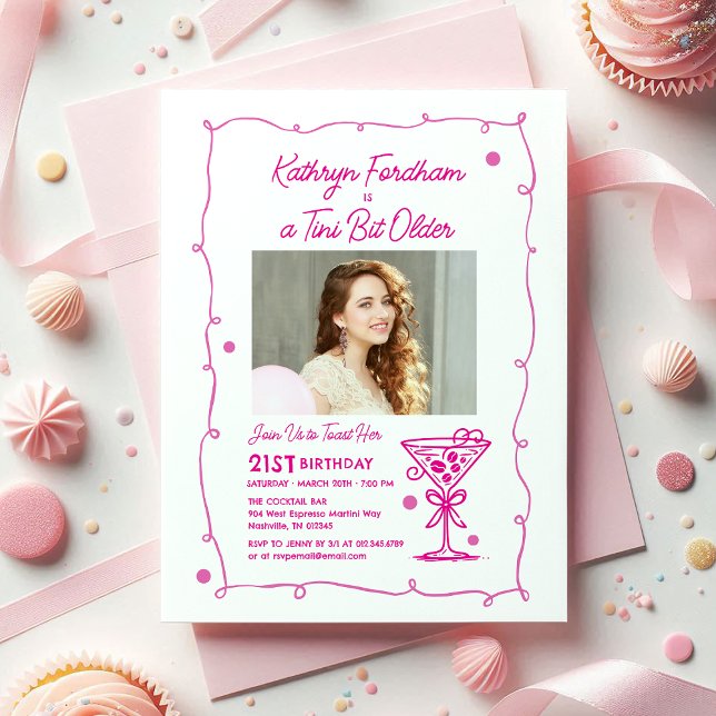 21:a födelsedagen Party Photo Espresso Martini Inbjudningar (Skapare uppladdad)