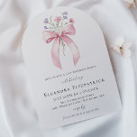 21:a födelsedagen Party Rosa Bow Wildblomarch Inbjudningar<br><div class="desc">En feminin rosa coquette-buk dekoreras med små vilda blommor av rosa och lila.</div>