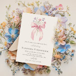21:a födelsedagen Party Rosa Coquette Bow Wildblom Inbjudningar<br><div class="desc">En feminin rosa coquette-buk dekoreras med små vilda blommor av rosa och lila.</div>