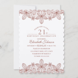 21:a födelsedagen Party Rustic Snöre Kraft Papper Inbjudningar