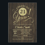 21:a födelsedagen Party - Rustic Wood Guld Inbjudningar<br><div class="desc">21:a födelsedagspartiets inbjudan till Faux glitter guld och rustiskt brunträ mönster. Enkel modern utformning,  perfekt för en elegant party. Skål till 21 år! Kan vara personlig i vilken ålder som helst! Berätta om du behöver anpassa dig ytterligare.</div>