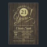21:a födelsedagen Party - Rustic Wood Guld Inbjudningar<br><div class="desc">21:a födelsedagspartiets inbjudan till Faux glitter guld och rustiskt brunträ mönster. Enkel modern utformning,  perfekt för en elegant party. Skål till 21 år! Kan vara personlig i vilken ålder som helst! Berätta om du behöver anpassa dig ytterligare.</div>