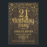 21:a födelsedagen Party - Rustic Wood & Guld Inbjudningar<br><div class="desc">21:a födelsedagsbjudan. Utformning av eleganten i faux glitter guld och mörk,  rundvirke mönster. Innehåller typsnitt och konfiguration för snyggt av skript. Berätta om du behöver anpassningsbarnas ålder.</div>