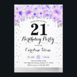 21:a födelsedagen Party - Silver Lila blommor Inbjudningar<br><div class="desc">21:a födelsedag,  festinbjudan. Elegantens utformning i faux glitter silver med blommigt accent. Inbjudan-kort med skriptteckensnitt och konfiguration. Pastel lila och vit. Perfekt för en snyggt 30 dagar firande. Berätta om du behöver anpassningsbarnas ålder.</div>