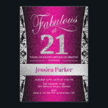 21:a födelsedagen Party - Silver Rosa Black Inbjudningar<br><div class="desc">21:a födelsedagspartiets inbjudan till rosa svart och silver. Elegant inbjudan-kort med faux glitter silver och diamanter. Innehåller dämpat mönster och skriptteckensnitt. Fabulous på 21! Klassisk perfekt för snyggt party. Berätta om du behöver en anpassningsbar ålder.</div>