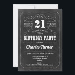 21:a födelsedagen Party - Svartvit färgkrita Inbjudningar<br><div class="desc">21:a födelsedagsbjudan. Svart och vit vuxen födelsedag för manar eller kvinna. Innehåller skript för krita mönster och retrotypografi. Skål till 21 år! Elegant inbjudan-kortets perfekt för en milstolpe i snyggten i firande.</div>
