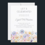 21:a födelsedagen Party Vår: Blommigt för vattenfä Inbjudningar<br><div class="desc">En blommigt med elegant vattenfärg arrangemang på vintage blommor dekorerar grund gräns i denna inbjudan till 21-dagars fest. De mjuka pastellblommorna accentueras med modern konst.</div>