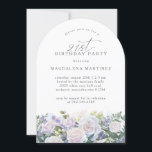 21:a födelsedagen Party Vit ros Blue Blommigt Inbjudningar<br><div class="desc">Elegant vit ros och blå blommigt för vilda blommor arrangemang dekorerar grund i denna moderna bålformade födelsedagsinbjudan. 21:a är skrivet i ett modernt skript. Återstoden av texten är en rymlig serif.</div>