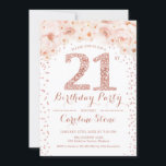 21:a födelsedagen Party - Vit ros Guld Inbjudningar<br><div class="desc">21:a födelsedag för kvinnor. Elegant inbjudan-kort i  rosa,  vitt och faux glitter ro guld. Innehåller typskriptteckensnitt,  ro och diamant brev. Perfekt för snyggt bday firande.</div>