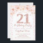 21:a födelsedagen Party - Vit ros Guld Inbjudningar<br><div class="desc">21:a födelsedag för kvinnor. Elegant inbjudan-kort i  rosa,  vitt och faux glitter ro guld. Innehåller typskriptteckensnitt,  ro och diamant brev. Perfekt för snyggt bday firande.</div>