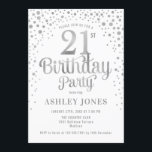 21:a födelsedagen Party - Vita och Silver Inbjudningar<br><div class="desc">21:a födelsedagsbjudan. Elegantens utformning i vitt och faux glitter silver. Innehåller typsnitt och konfiguration för snyggt av skript. Berätta om du behöver anpassningsbarnas ålder.</div>