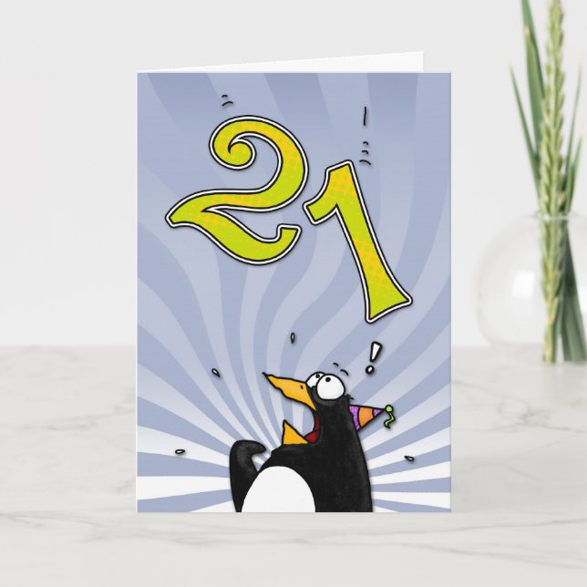 21:a födelsedagen - Penguin-överraskningskort Kort (Framsida)